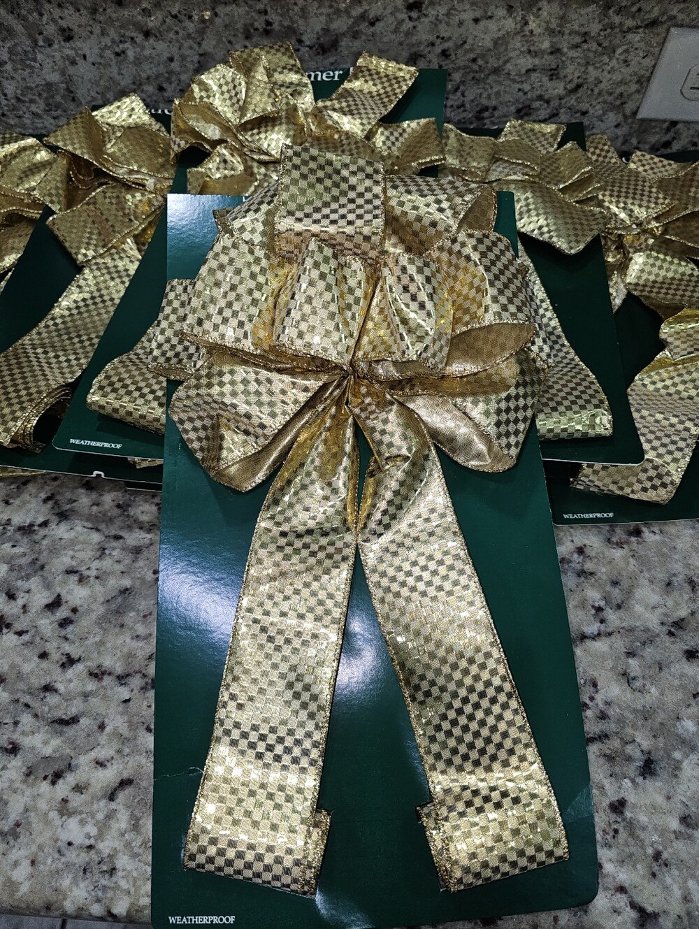 Lot Of Gold Wired Ribbon Bows Vintage Christmas Decor All NWT
